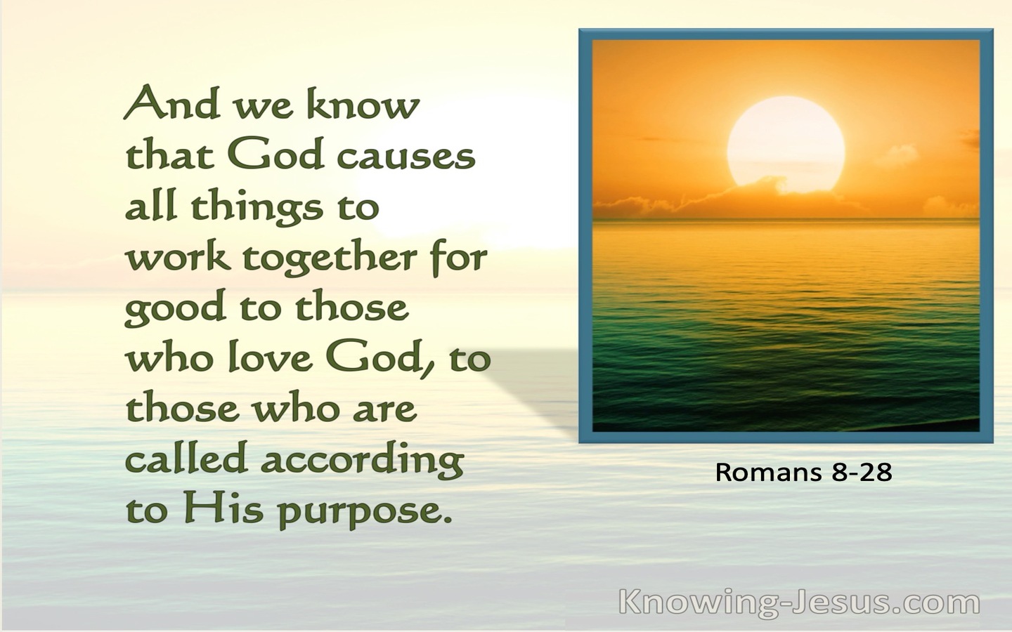Romans 8:28 All Things Work Together For Good (green) bible